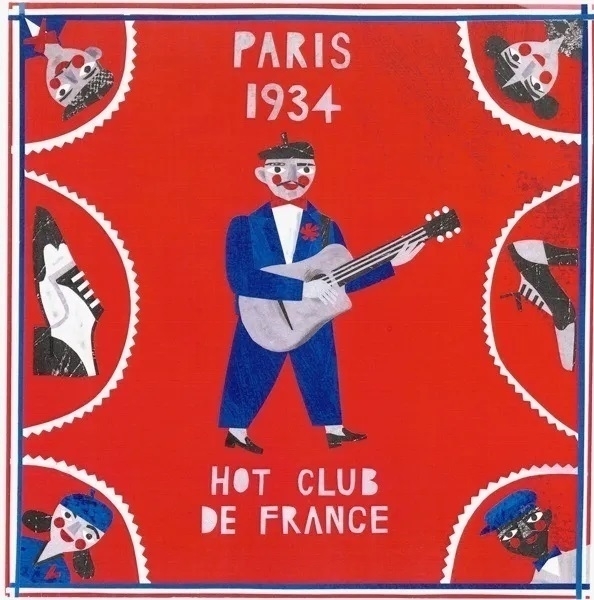 Illustration of 1930s Paris Jazz Guitarist by Marion Elliot.